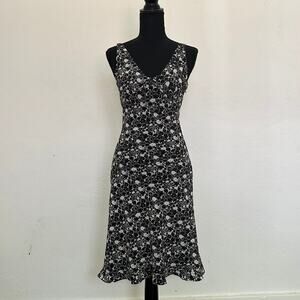 90s Y2K Express Black Floral Midi Dress
